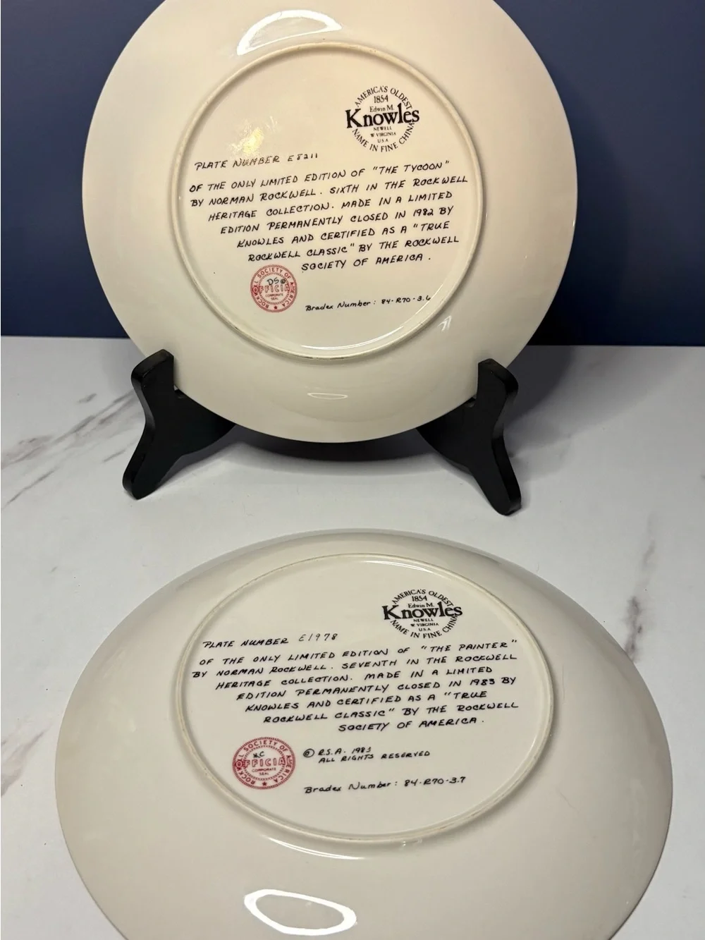 Set Of 2 Norman Rockwell Collector Plates Limited Edition 1982 and 1983